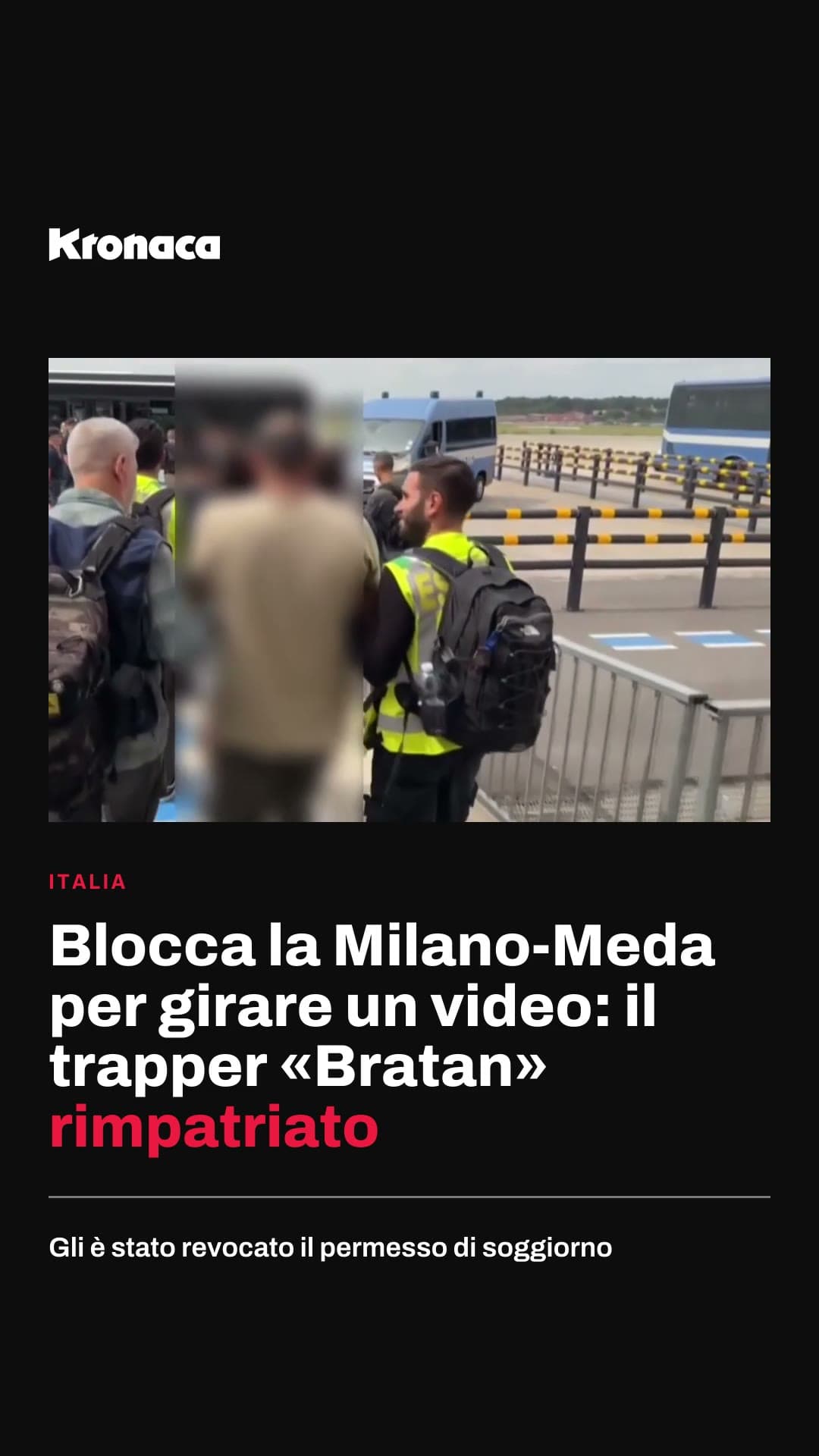 Blocca la Milano-Meda per girare un video: il trapper «Bratan» rimpatriato